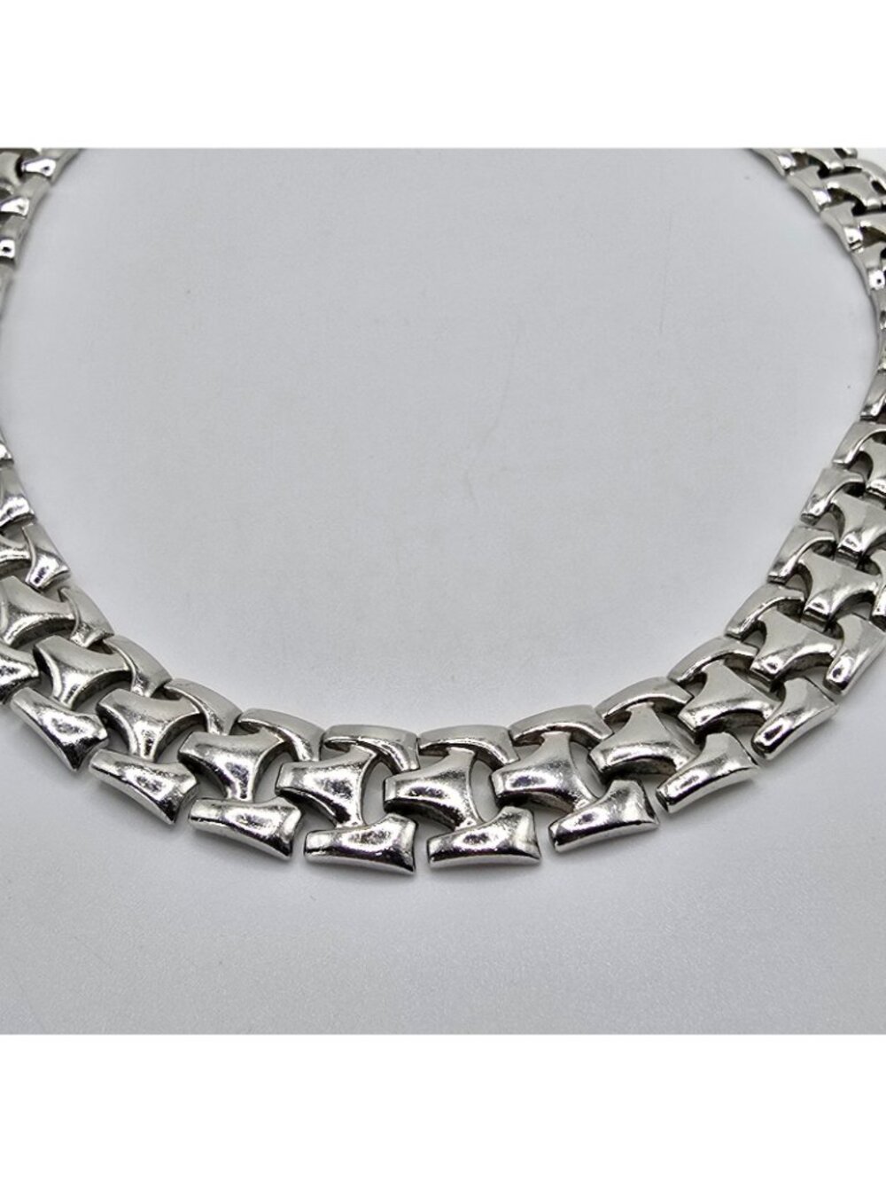 Vintage Trifari Silver Tone Link Necklace Chunky Chain Statement Pat Pend Signed - Picture 8 of 15